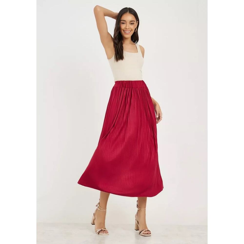 Flint & Moss Pleated Slip Maxi Skirt Size: XL Gorgeous Rose Pink Color